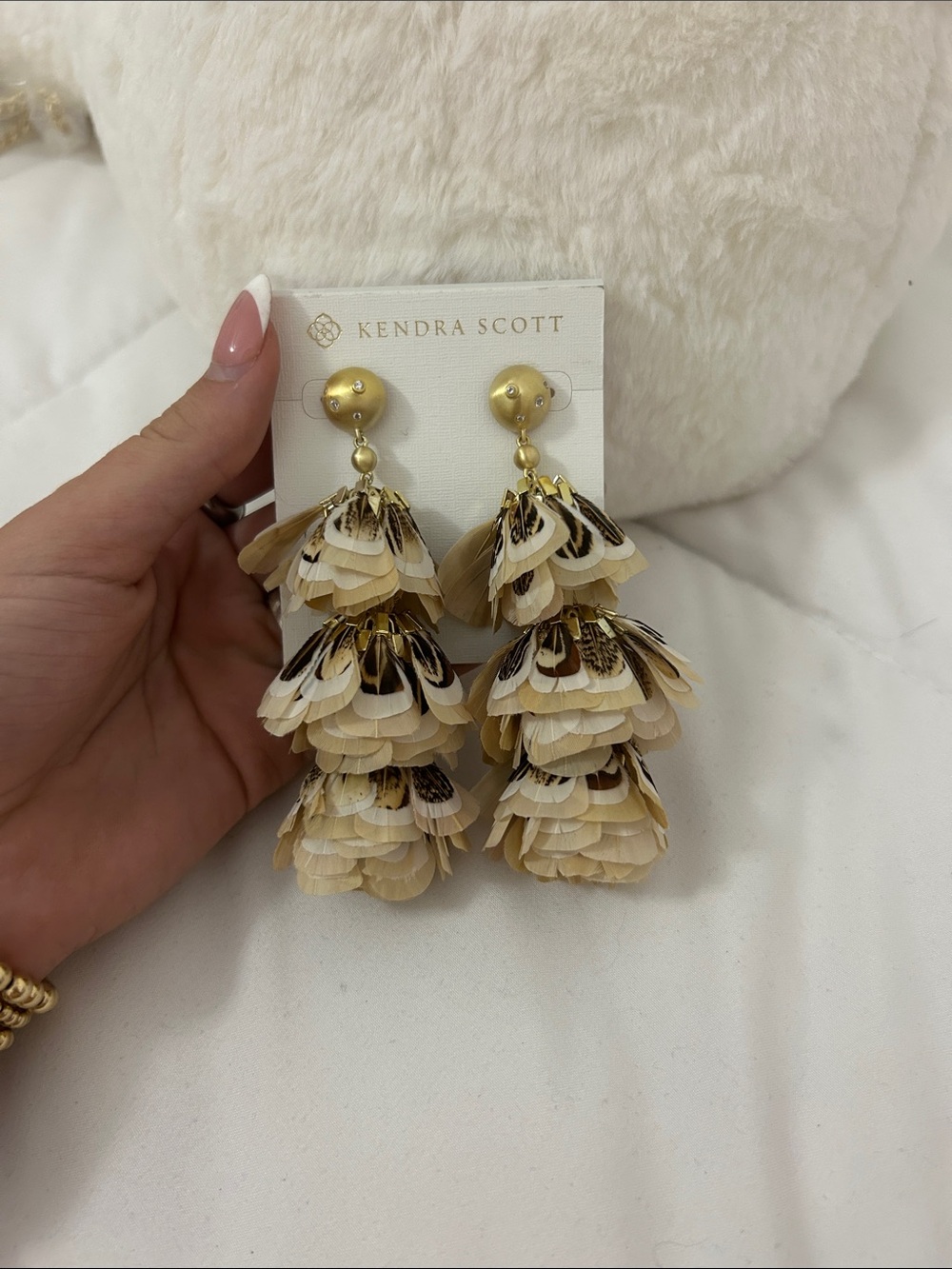 Kendra Scott Marlie Statement Leopard Feather Earrings